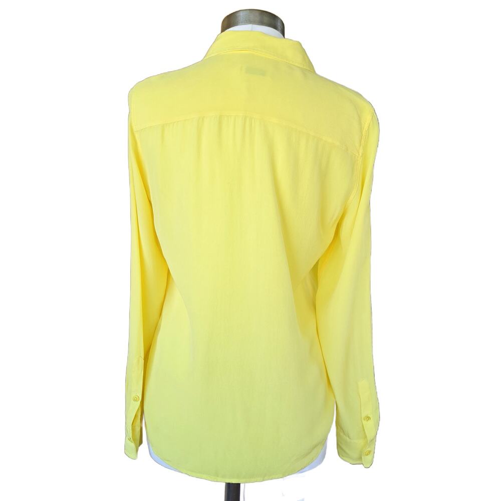 EQUIPMENT Brett Silk Button-Front Shirt Size Small Lemon Yellow Long Sleeve - Picture 3 of 10